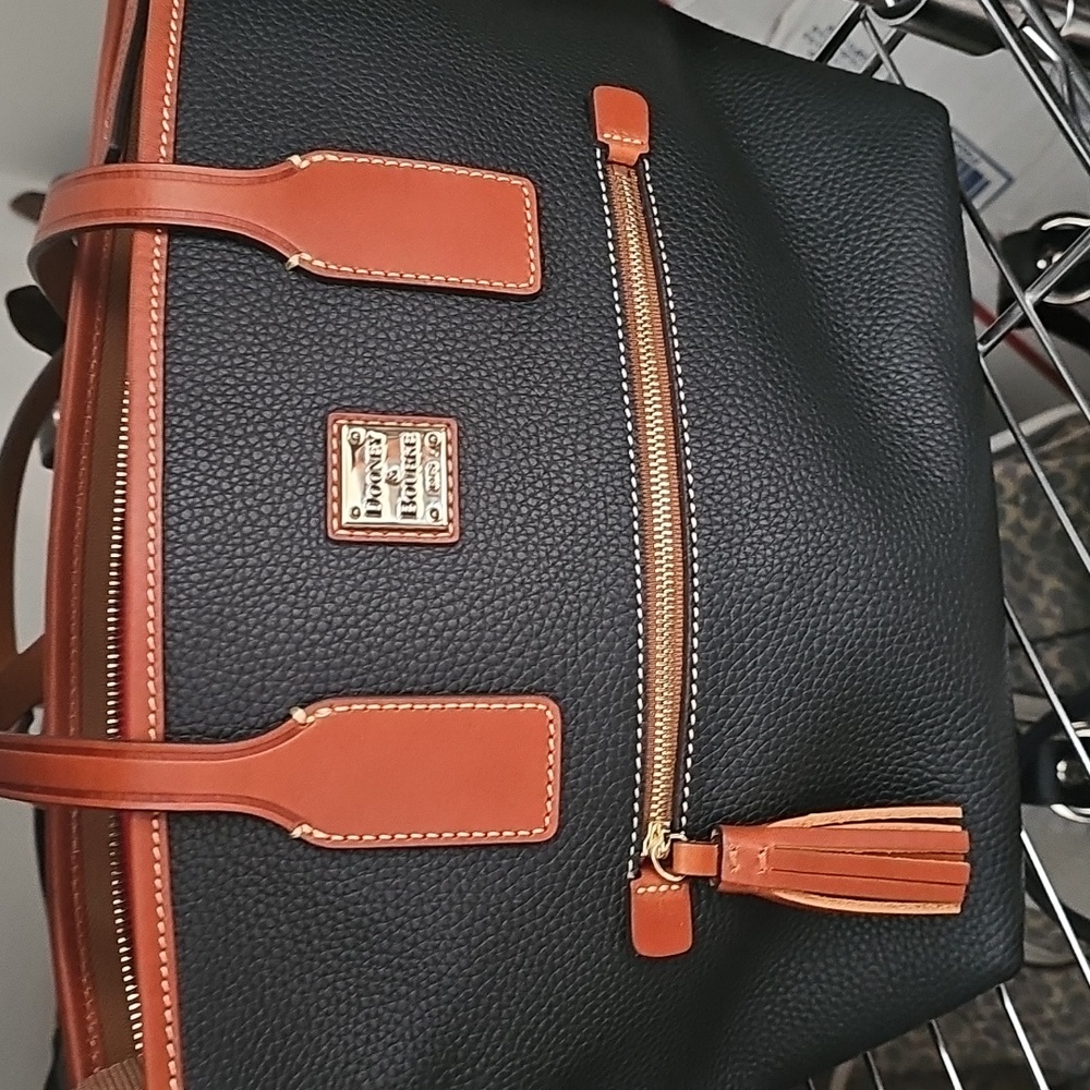Women's Dooney & Bourke Black & Brown Leather Tote Bag One Size